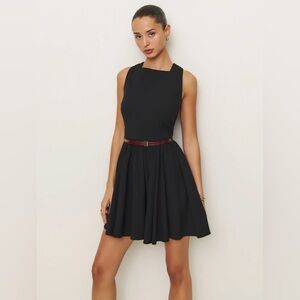 Reformation Black Sleeveless Fit-and-Flare Dress